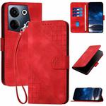 For Tecno Camon 20 / 20 Pro 4G YX0080 Grid Butterfly Embossed Pattern Flip Leather Phone Case with Lanyard(Red)