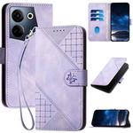 For Tecno Camon 20 / 20 Pro 4G YX0080 Grid Butterfly Embossed Pattern Flip Leather Phone Case with Lanyard(Light Purple)