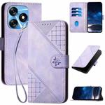 For Tecno Spark 10 4G YX0080 Grid Butterfly Embossed Pattern Flip Leather Phone Case with Lanyard(Light Purple)