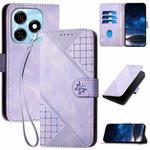 For Tecno Spark 20 4G / 20C 4G YX0080 Grid Butterfly Embossed Pattern Flip Leather Phone Case with Lanyard(Light Purple)