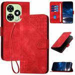 For Tecno Spark Go 2024 4G YX0080 Grid Butterfly Embossed Pattern Flip Leather Phone Case with Lanyard(Red)