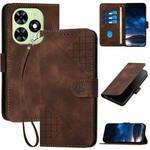 For Tecno Spark Go 2024 4G YX0080 Grid Butterfly Embossed Pattern Flip Leather Phone Case with Lanyard(Coffee)