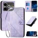 For Tecno Pova 6 Neo YX0080 Grid Butterfly Embossed Pattern Flip Leather Phone Case with Lanyard(Light Purple)