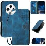 For Tecno Spark 30 4G Grid Butterfly Embossed Pattern Leather Phone Case with Lanyard(Dark Blue)