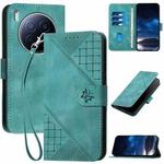 For Tecno Camon 40 Premier Grid Butterfly Embossed Pattern Leather Phone Case with Lanyard(Light Blue)