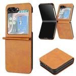 For Samsung Galaxy Z Flip5 Solid Color Calf Texture Folding Leather Phone Case(Light Brown)