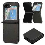 For Samsung Galaxy Z Flip5 Solid Color Calf Texture Folding Leather Phone Case(Black)