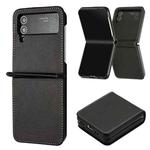 For Samsung Galaxy Z Flip4 Solid Color Calf Texture Folding Leather Phone Case(Black)