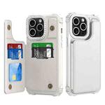 For iPhone 15 Pro Max Diamond Horizontal Card Bag Leather Phone Case(White)