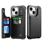 For iPhone 15 Diamond Horizontal Card Bag Leather Phone Case(Black)