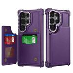 For Samsung Galaxy S24 Ultra 5G Diamond Horizontal Card Bag Leather Phone Case(Purple)