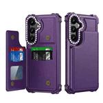 For Samsung Galaxy S24 5G Diamond Horizontal Card Bag Leather Phone Case(Purple)