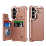 For Samsung Galaxy S24 5G Diamond Horizontal Card Bag Leather Phone Case(Rose Gold)