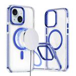 For iPhone 15 Two-color TPU Hybrid PC MagSafe Phone Case(Blue)