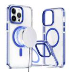 For iPhone 12 / 12 Pro Two-color TPU Hybrid PC MagSafe Phone Case(Blue)