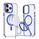 For iPhone 11 Pro Max Two-color TPU Hybrid PC MagSafe Phone Case(Blue)