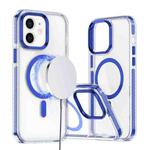 For iPhone 11 Two-color TPU Hybrid PC MagSafe Phone Case(Blue)