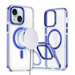 For iPhone 15 Plus Two-color TPU Hybrid PC MagSafe Phone Case(Blue)