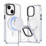 For iPhone 14 Plus Two-color TPU Hybrid PC MagSafe Phone Case(White)