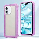 For iPhone 16 Plus Transparent Matte TPU Hybrid PC 3-in-1 Phone Case(Purple)