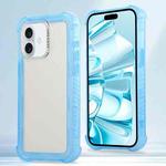 For iPhone 16 Plus Transparent Matte TPU Hybrid PC 3-in-1 Phone Case(Blue)