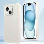 For iPhone 15 Transparent Matte TPU Hybrid PC 3-in-1 Phone Case(White)