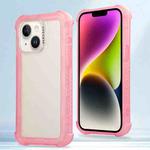 For iPhone 14 Plus Transparent Matte TPU Hybrid PC 3-in-1 Phone Case(Pink)