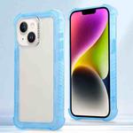 For iPhone 14 Transparent Matte TPU Hybrid PC 3-in-1 Phone Case(Blue)