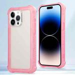 For iPhone 14 Pro Transparent Matte TPU Hybrid PC 3-in-1 Phone Case(Pink)