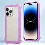 For iPhone 14 Pro Max Transparent Matte TPU Hybrid PC 3-in-1 Phone Case(Purple)