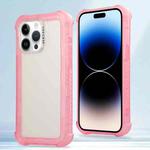 For iPhone 14 Pro Max Transparent Matte TPU Hybrid PC 3-in-1 Phone Case(Pink)