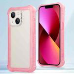 For iPhone 13 Transparent Matte TPU Hybrid PC 3-in-1 Phone Case(Pink)