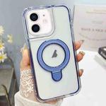 For iPhone 12 / 12 Pro Translucent 3 in 1 Holder MagSafe Phone Case(Sierra Blue)