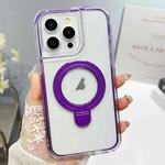 For iPhone 13 Pro Max Translucent 3 in 1 Holder MagSafe Phone Case(Purple)