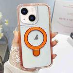 For iPhone 14 Translucent 3 in 1 Holder MagSafe Phone Case(Orange)