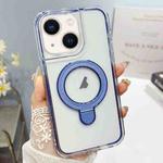 For iPhone 15 Translucent 3 in 1 Holder MagSafe Phone Case(Sierra Blue)