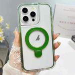 For iPhone 15 Pro Translucent 3 in 1 Holder MagSafe Phone Case(Green)