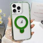 For iPhone 16 Pro Translucent 3 in 1 Holder MagSafe Phone Case(Green)