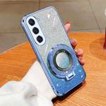 For Samsung Galaxy S23 5G Plated Gradient Glitter Round Holder TPU Phone Case(Sierra Blue)