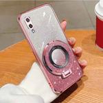 For Samsung Galaxy A02 EU Plated Gradient Glitter Round Holder TPU Phone Case(Pink)