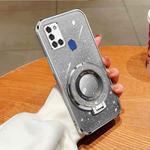 For Samsung Galaxy A21s Plated Gradient Glitter Round Holder TPU Phone Case(Silver)