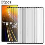 For vivo T2 Pro 5G 25pcs Full Glue 9H HD 3D Curved Edge Tempered Glass Film(Black)