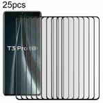 For vivo T3 Pro 5G 25pcs Full Glue 9H HD 3D Curved Edge Tempered Glass Film(Black)