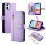 For iPhone 11 Nine Card-slot Zipper Wallet Bag Leather Phone Case(Purple)