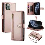 For iPhone 11 Pro Nine Card-slot Zipper Wallet Bag Leather Phone Case(Pink)