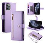 For iPhone 11 Pro Nine Card-slot Zipper Wallet Bag Leather Phone Case(Purple)