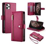 For iPhone 11 Pro Max Nine Card-slot Zipper Wallet Bag Leather Phone Case(Red)