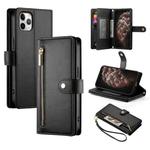 For iPhone 11 Pro Max Nine Card-slot Zipper Wallet Bag Leather Phone Case(Black)