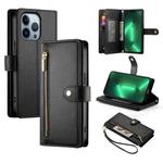 For iPhone 13 Pro Nine Card-slot Zipper Wallet Bag Leather Phone Case(Black)