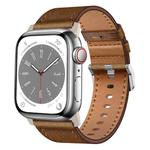 For Apple Watch SE 2023 44mm Wilderness Top-grain Leather Watch Band(Titanium Connector Dark Brown)